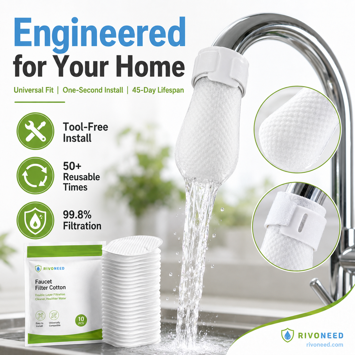 🔥🔥Buy 2 get 1 free ✨️Anti-Splash Kitchen Faucet Filter for Sediment & Rust Removal