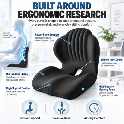 🪑 50% OFF NOW! ✨ Ergonomic memory foam seat cushion with back support – comfortable & supportive for home, office, and car 💺🛡️